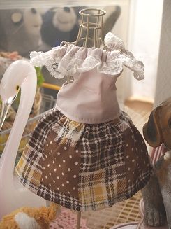 フェレット服・パッチワーク柄・茶色＆グレー