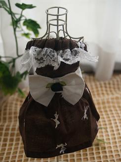 フェレットの洋服・帯コンビ・茶色いバンビに白い黒花リボン２
