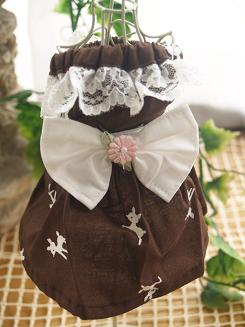 フェレット服・帯コンビ・茶色いバンビに白いピンク花リボン３